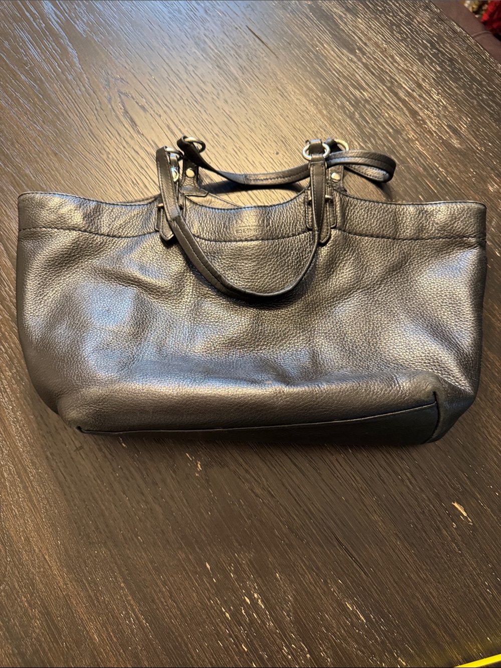 Vintage Coach Black Pebbled Leather Tote